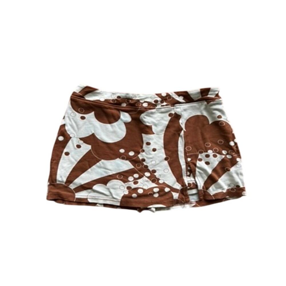 Urban Outfitters Grace Knit Low Rise Mini Skort Brown Retro Mod Print Medium M